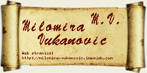 Milomira Vukanović vizit kartica